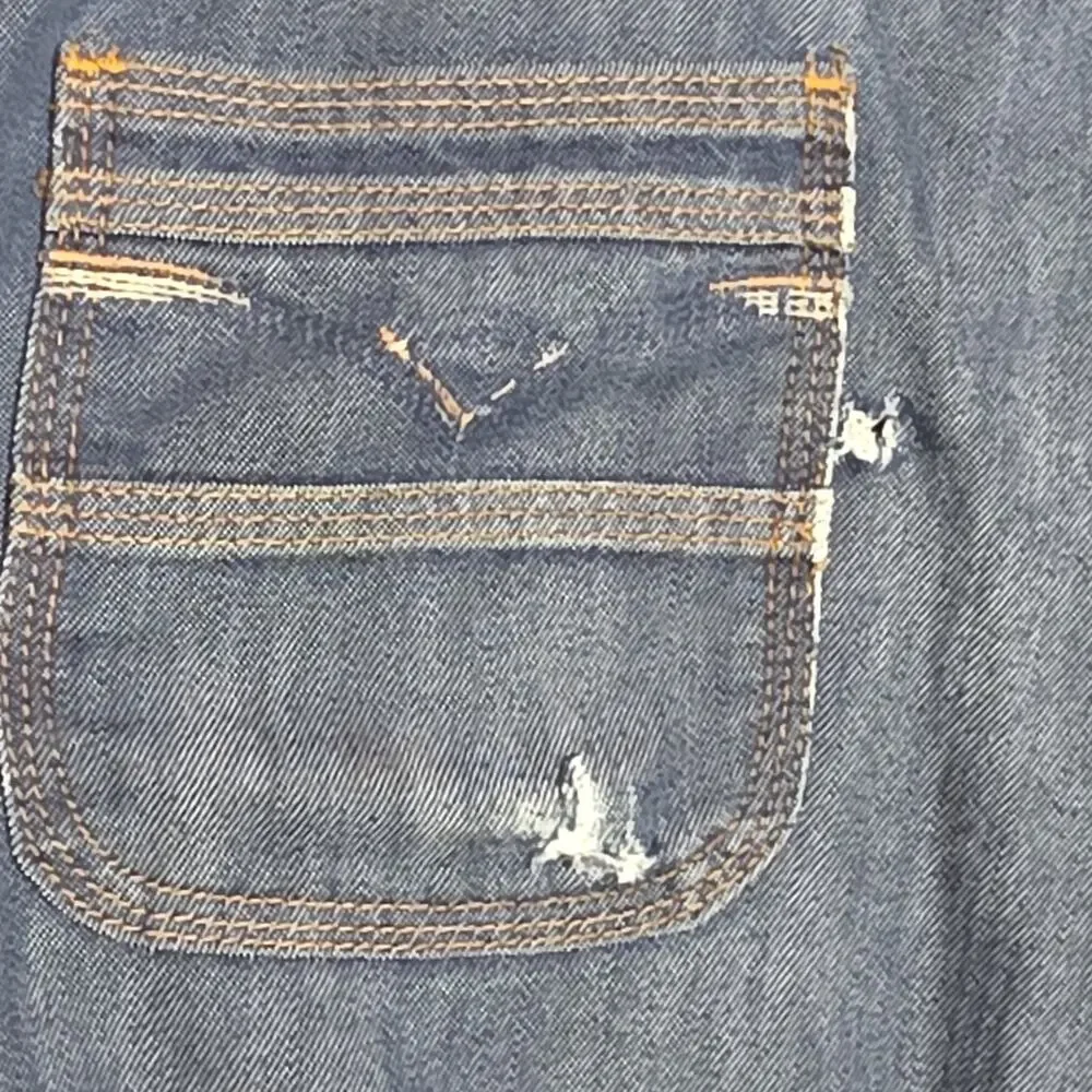Vintage Levi’s For Men Orange Tab Jeans 34x29 Dark Wash Straight Leg Distressed